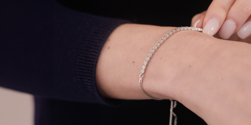 A diamond bracelet on wrist